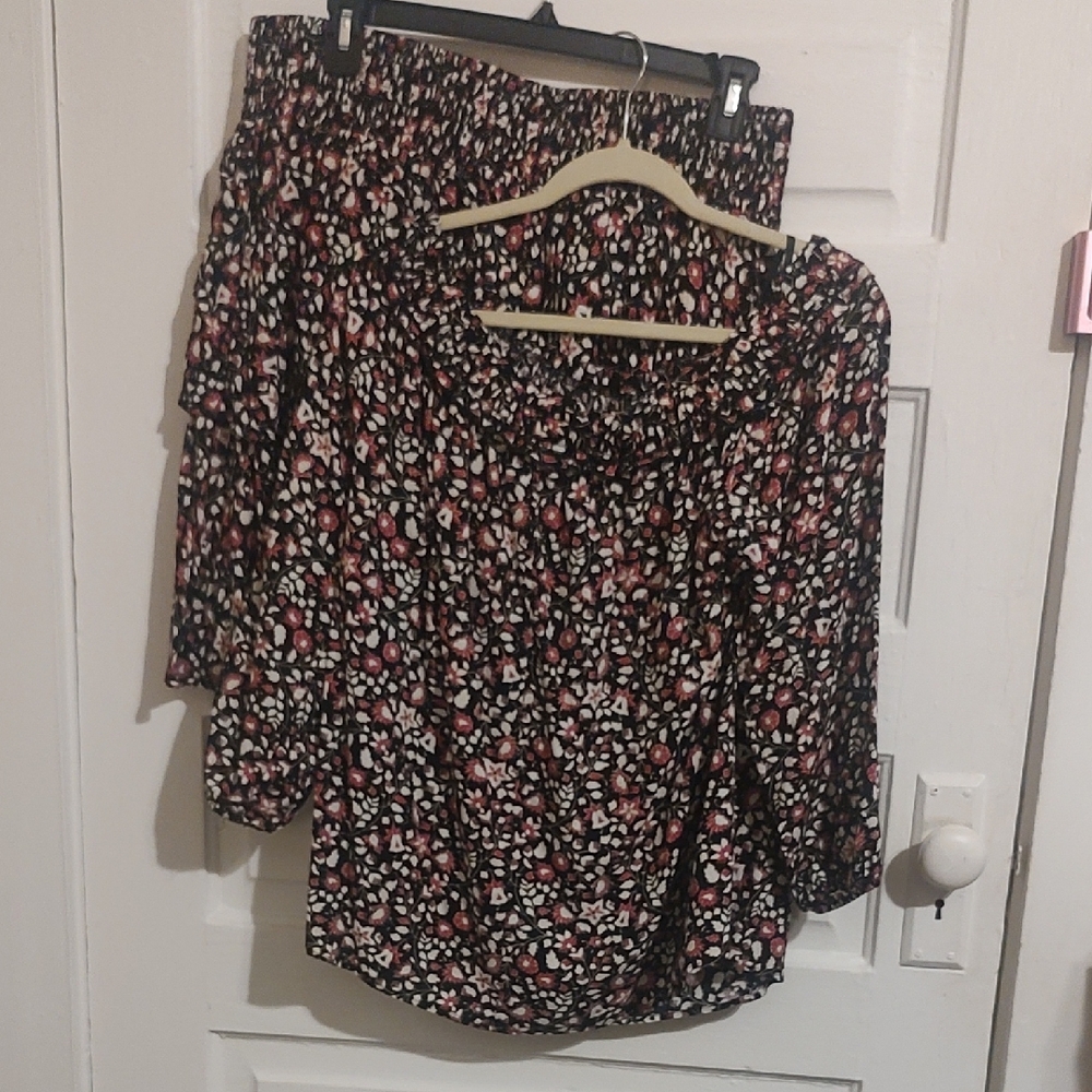 Lane Bryant Black and Pink Floral Top